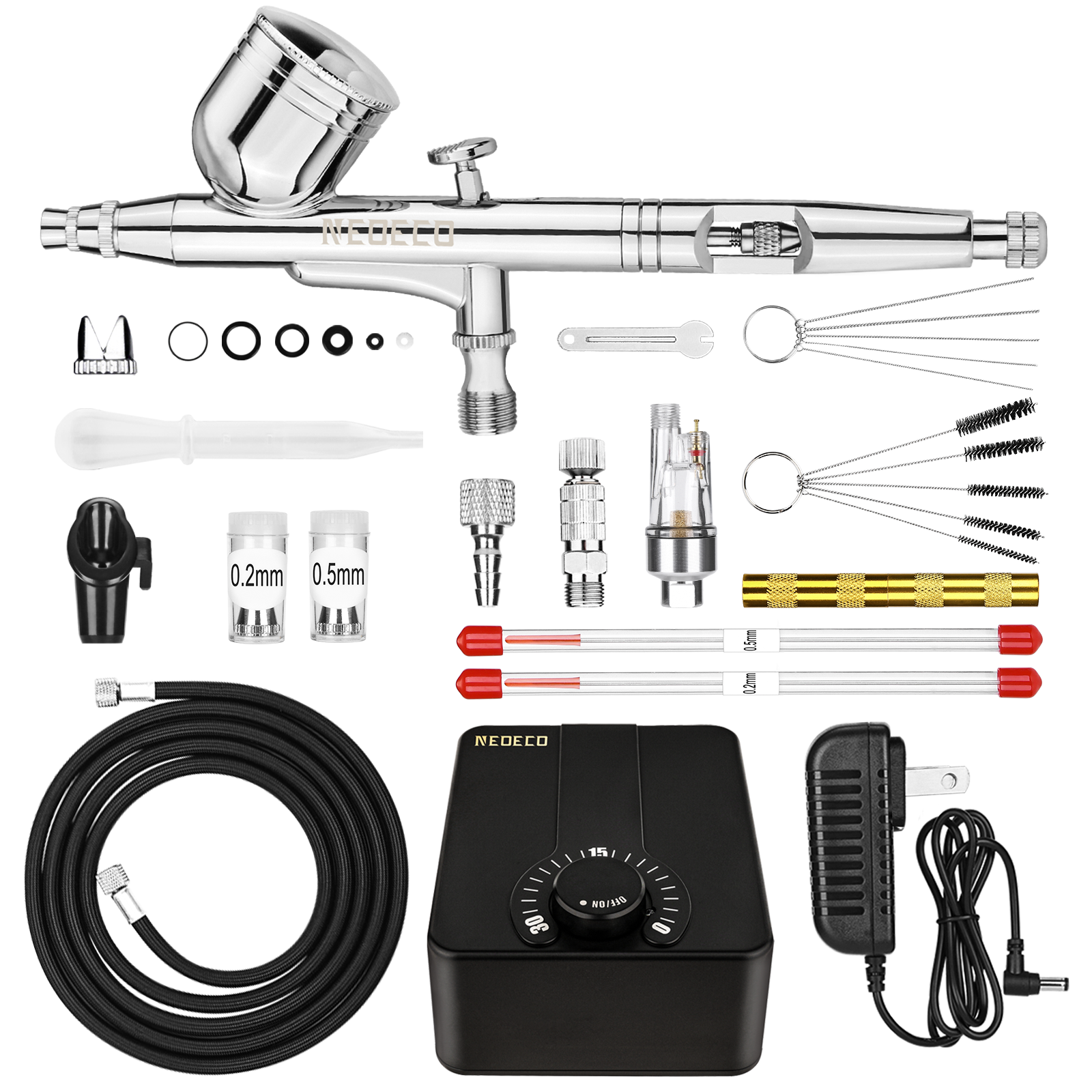 NEOECO NCT-130T500K Airbrush Kit with 30psi Auto stop Compressor – NEOECO  Airbrush